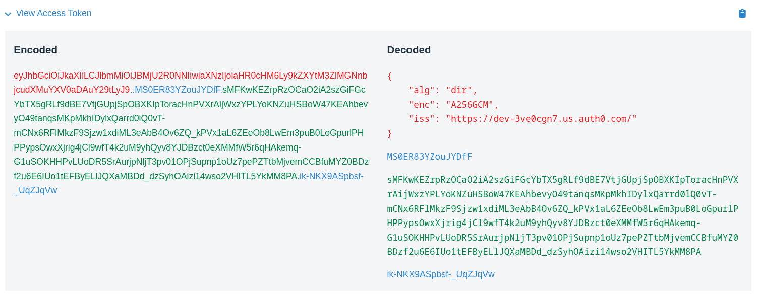 auth0 devui accesstoken