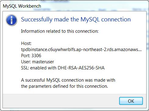 mysql sucefully connected