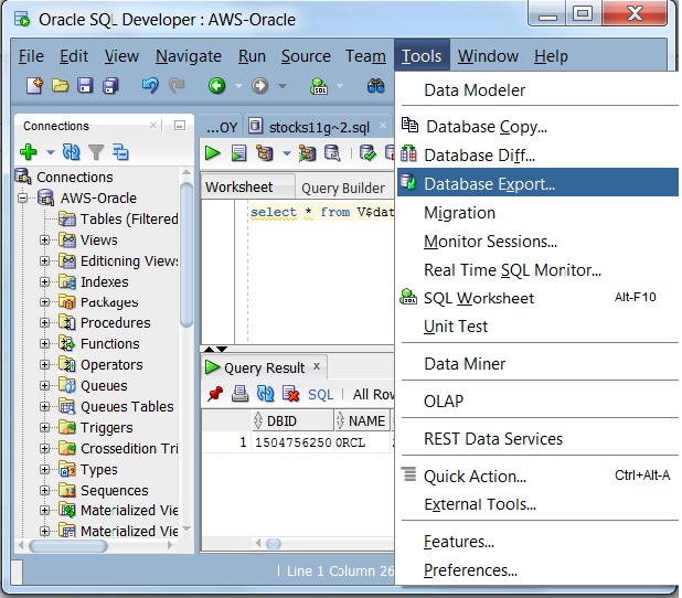 oracle export 1