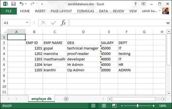 exceldatabase