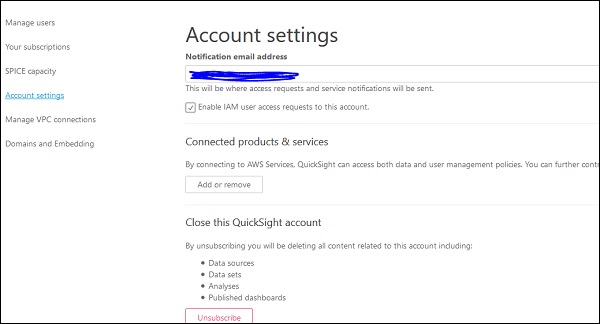 account settings