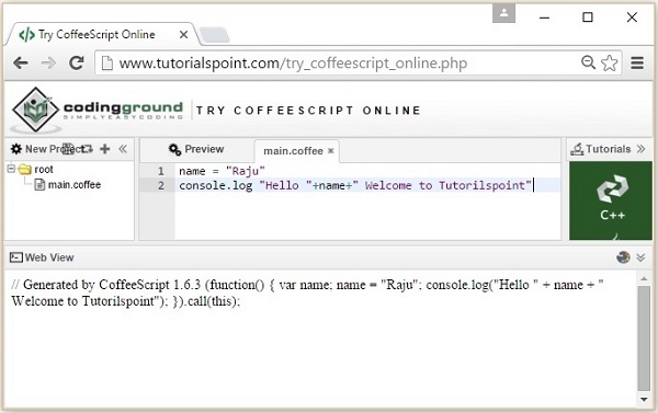 tp coffeescript ide