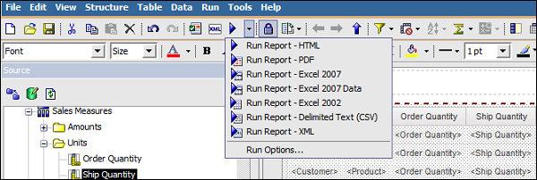 select different formats