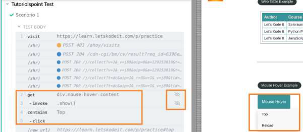 implementation with jquery show method