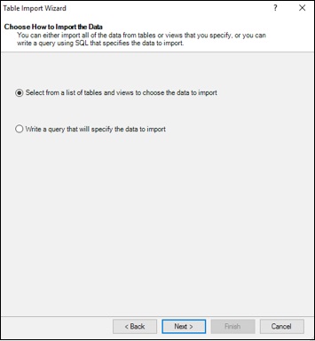 choose how to import data