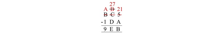 hexadecimal subtraction numbers