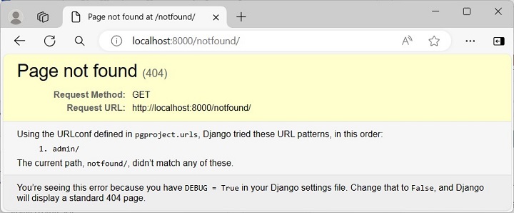 django page not found 1