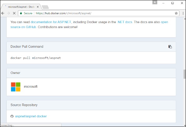 docker pull command for aspnet