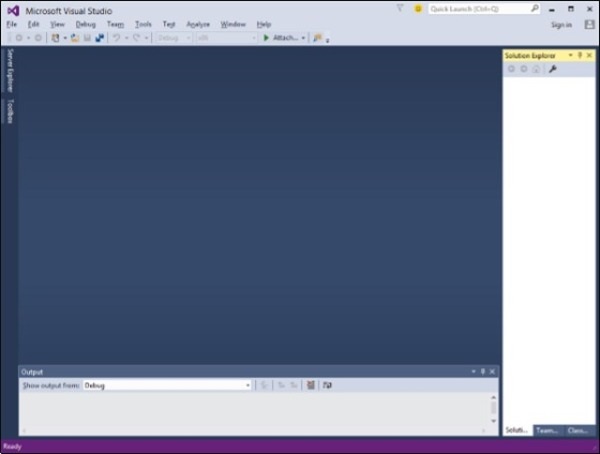 main window of visual studio