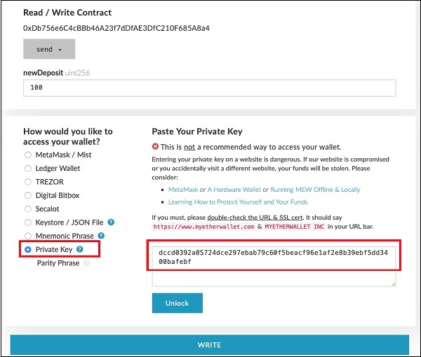 paste your private key