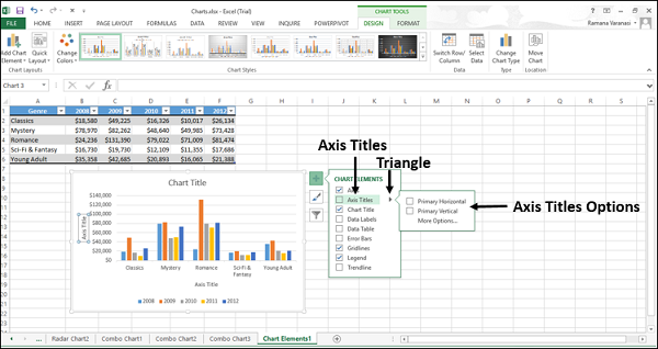 axis titles options