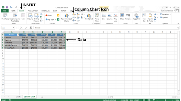 creating charts with insert chart