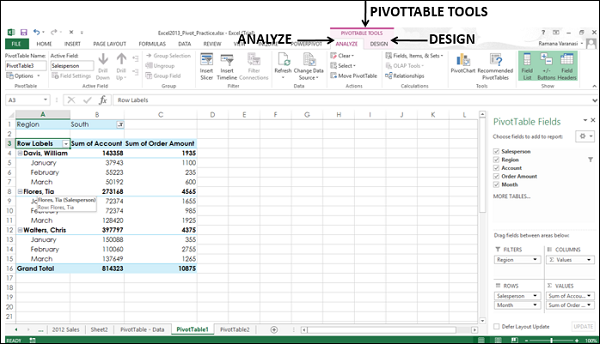 creating pivotchart