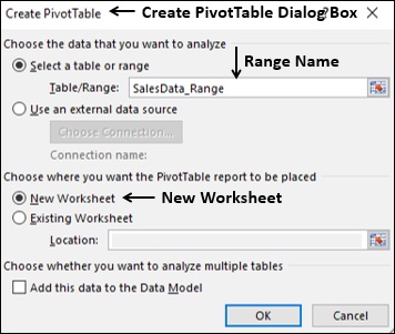 create pivottable