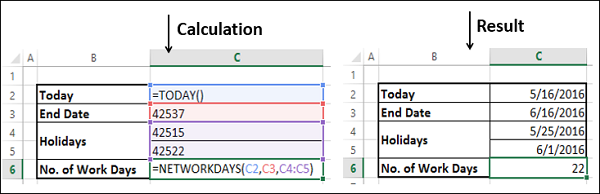 calculate workdays