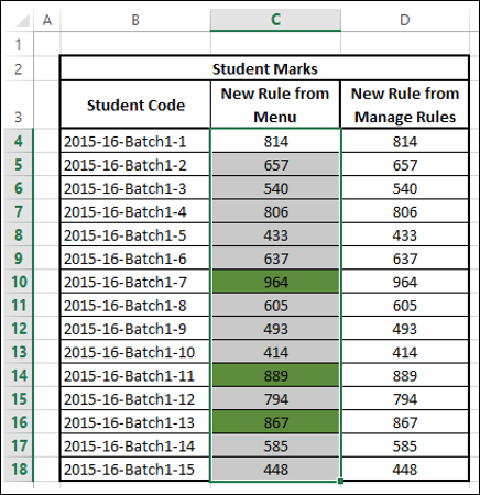 cells with values