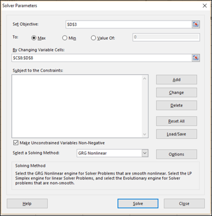 changing variable cells