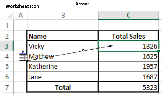 click trace precedents