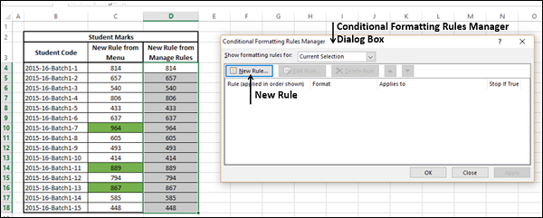 conditional formatting rules manager