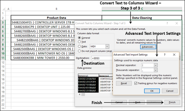 convert text to columns step3