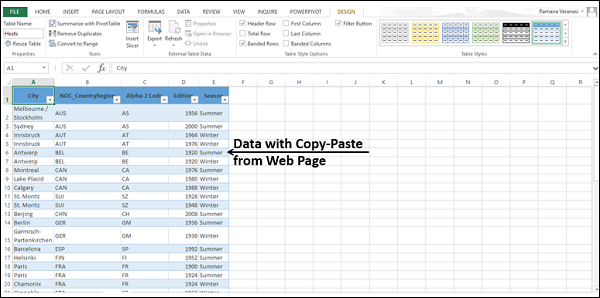 copypasting data