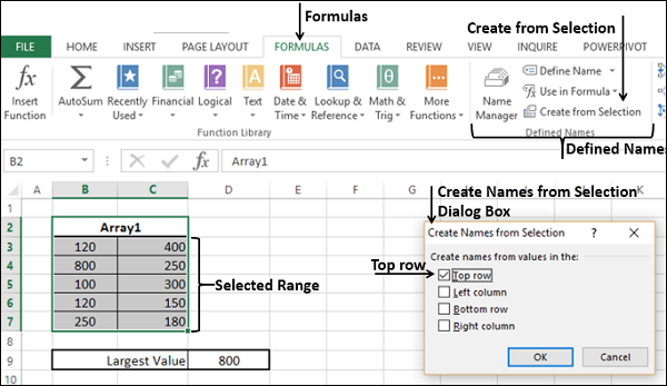 create from selection