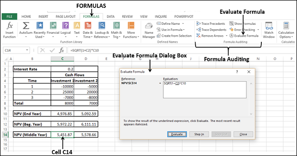 evaluating formula