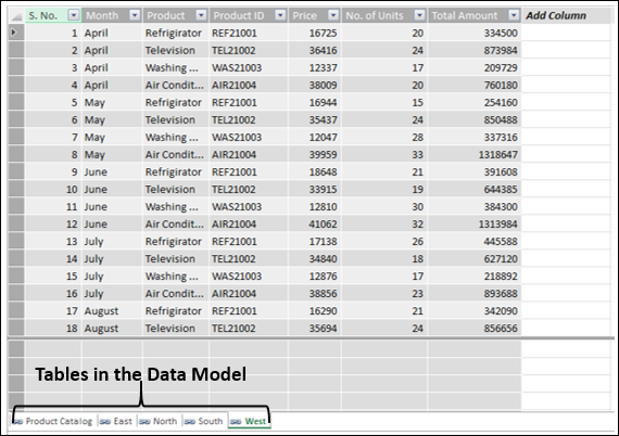 excel data window