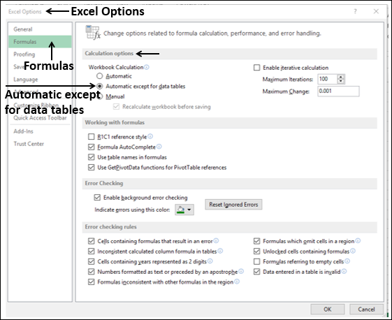 excel options