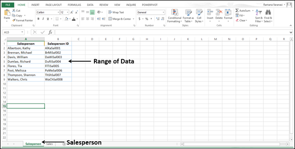 salesperson and sales data