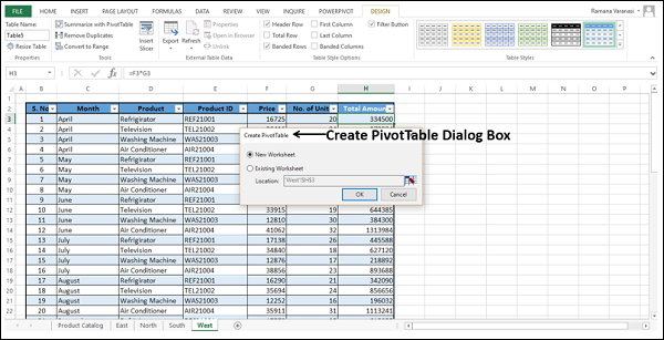 select new worksheet