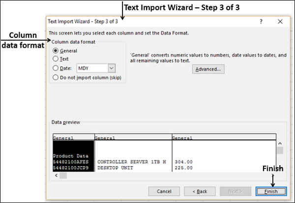 set column data format