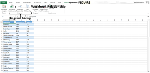 viewing workbook relationships