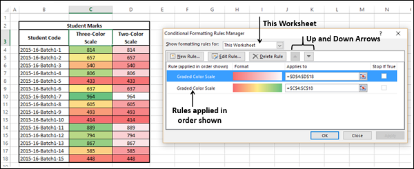 worksheet dropdown