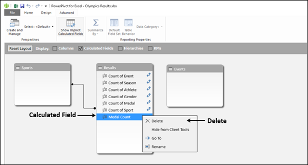 deleting explicit calculated field in diagram view