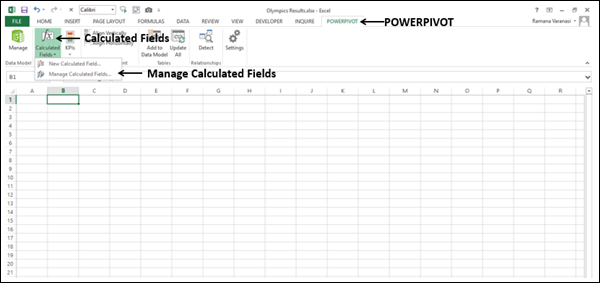 deleting explicit calculated field in excel window