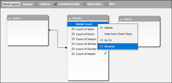 renaming calculated field in diagram view