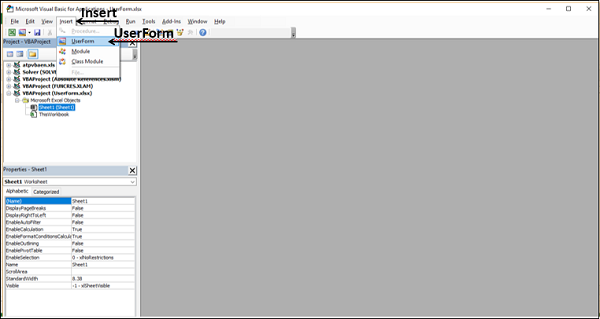 creating userform