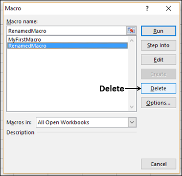 deleting macro