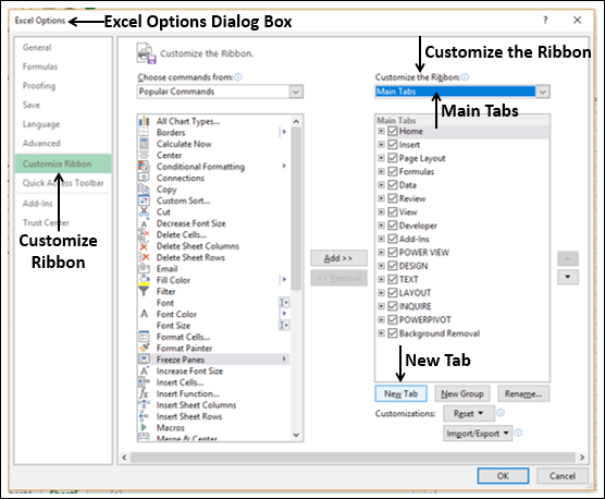 excel option