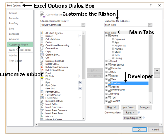 excel options