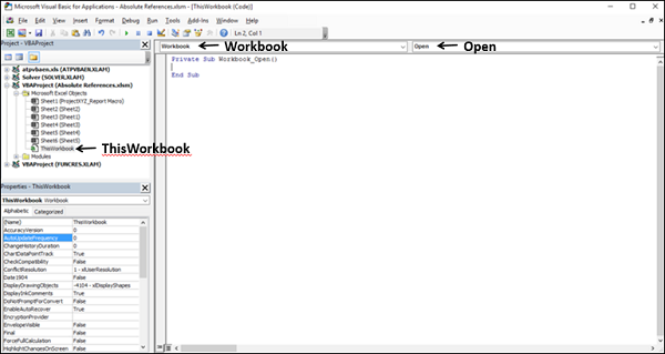 workbook open