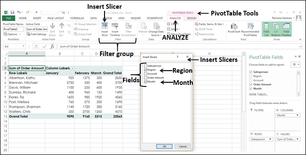 inserting slicers