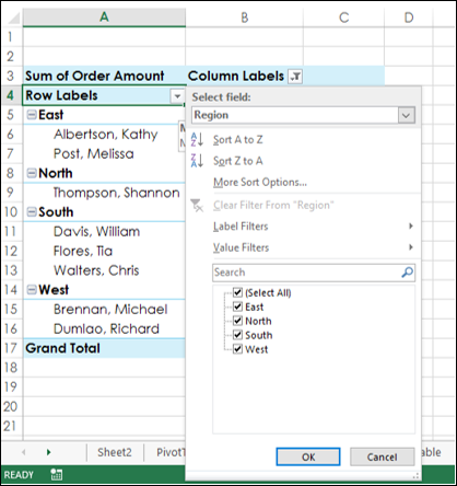 row labels cell