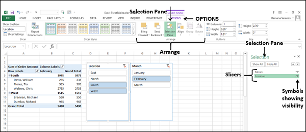 selection pane