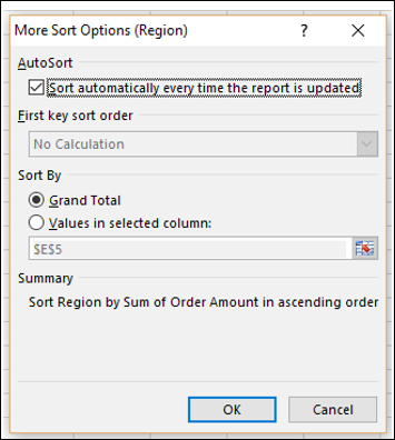 values in selected column