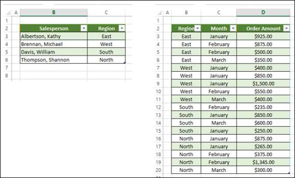 adding excel tables