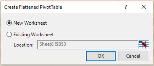 create flattened pivottable