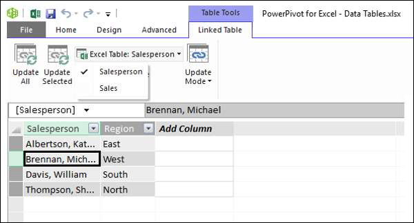 linked table