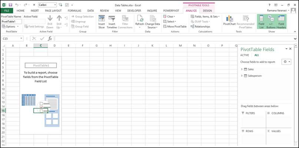 pivottable field